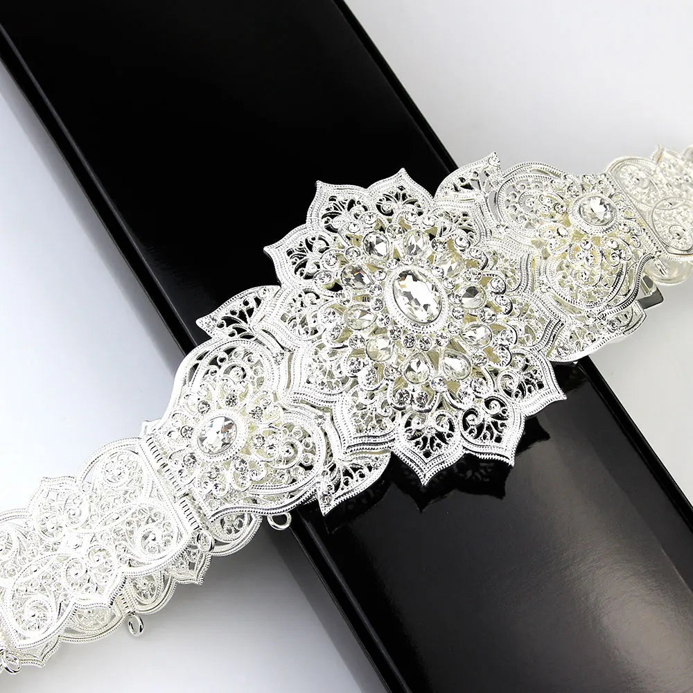 Cinturón de caftán marroquí color oro de Sunspicems para mujer, cadena de cintura para vestido, joyería de boda para novia árabe, fajín para túnica, cadena corporal