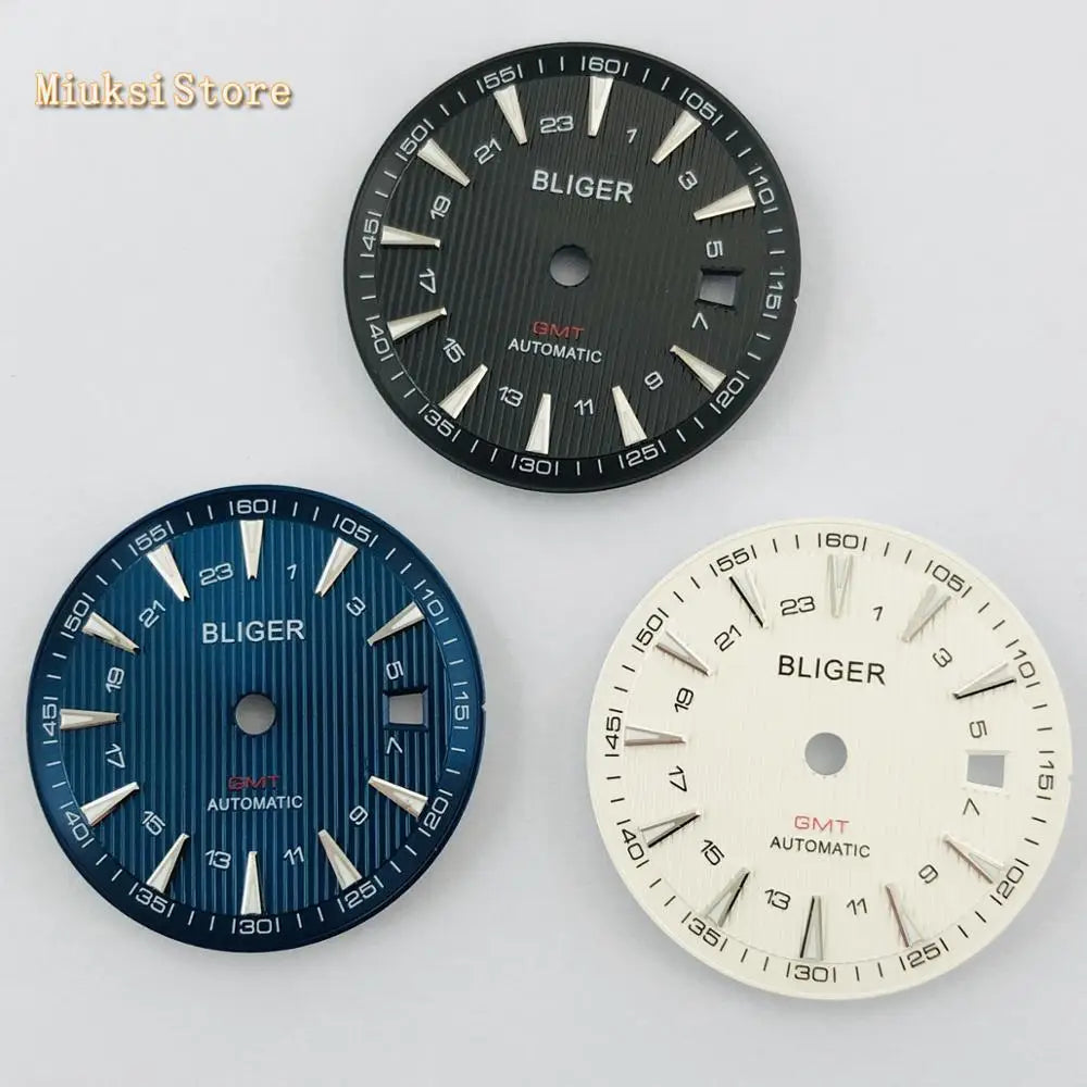 1 unidad de esfera de reloj estéril de 31 mm, color azul, negro y plateado, compatible con movimientos automáticos ETA 2836/2824, DG2813/3804 y Miyota 8215, 821A, 8205, modelo P951