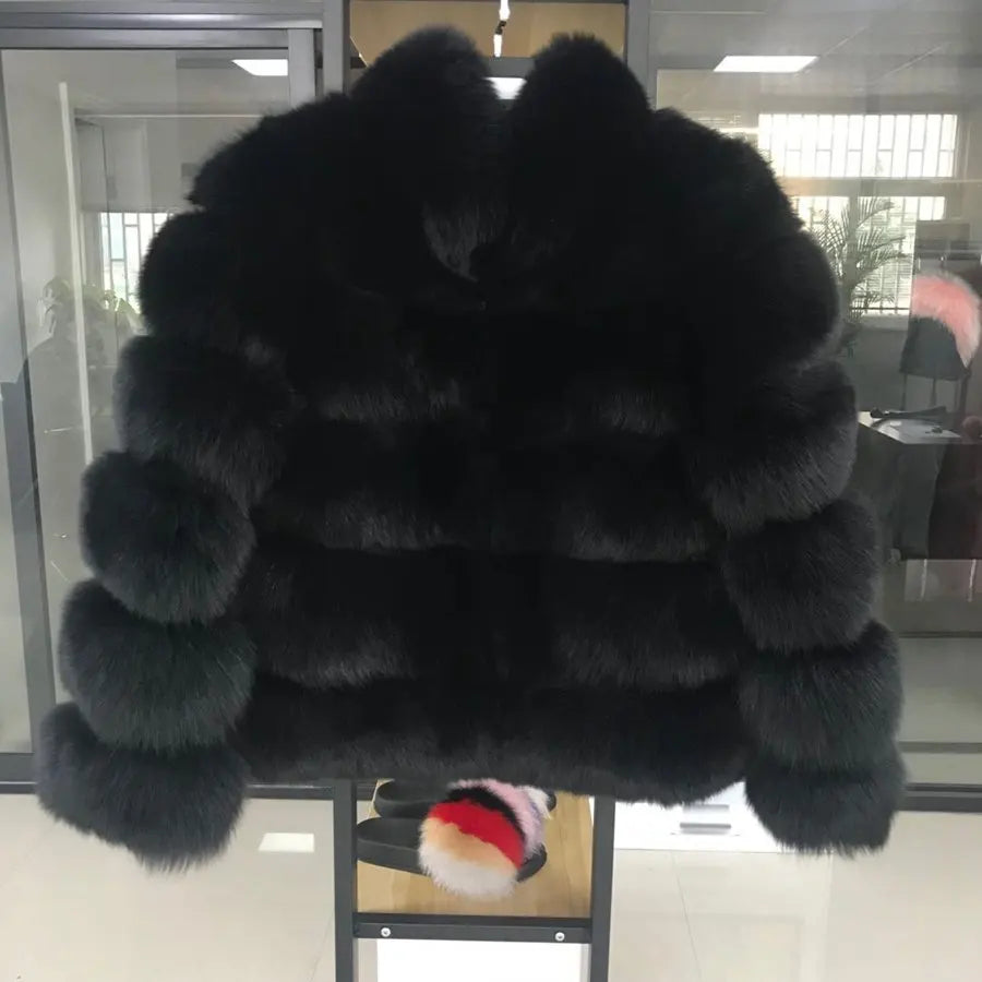 Pink Java QC8139 New Arrival Women Winter Thick Fur Coat Real Fox Fur Jacket High Quality Fox Coat Stand Collar Outfit Luxury