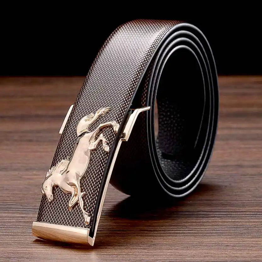 Cinturones de diseño, nuevos cinturones de piel para hombre, hebilla de fantasía, vintage, para vaqueros, cinturones con hebilla de placa. Ancho: 3.5 cm. Negro/Café