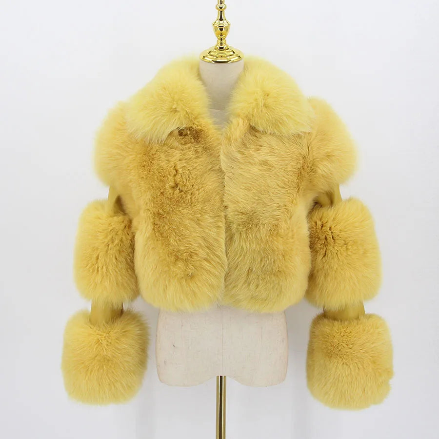 Pink Java QC19020  New Arrival Hot Sale  Real Fox Fur Coat Genuine Fur Jacket Women Coat Winter Thick Fur Real Leather