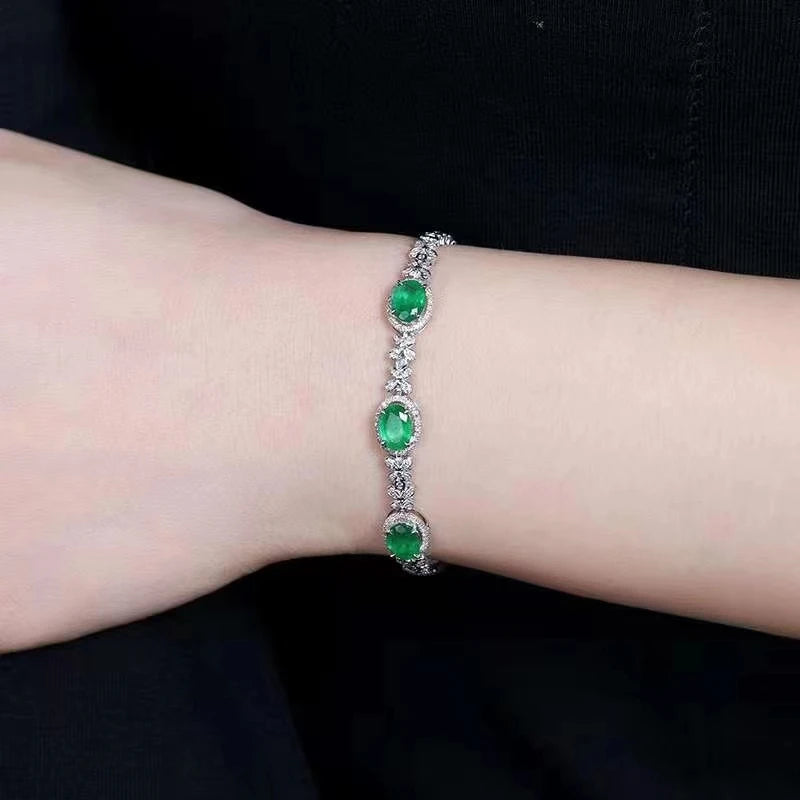 Pulsera de esmeralda natural al por mayor SGARIT, temperamento versátil, pulsera de esmeralda natural de 2.04ct en oro de 18k para mujer
