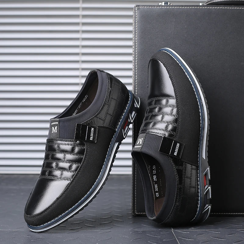 Leather Men Casual Shoes Classical Brand Mens Loafers Moccasins Breathable Slip on Black Driving Shoes Big Size