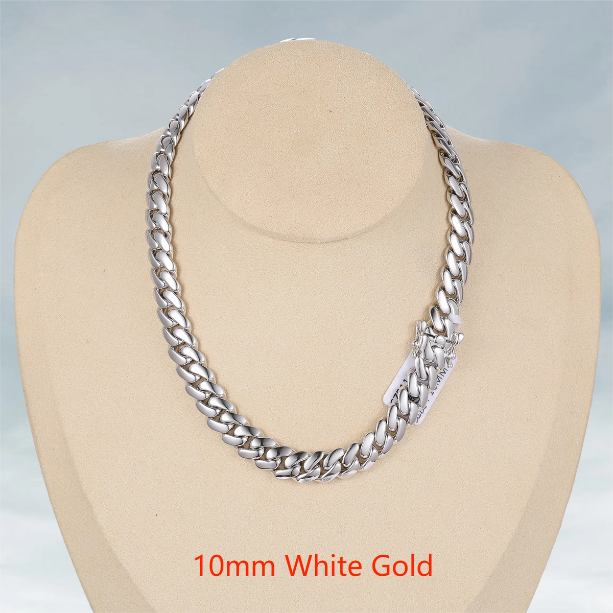 Collar de cadena cubana Miami de lujo estilo hip hop, eslabones de 10mm-22mm de plata de ley 925 maciza con diamantes de moissanita tipo "iced out" y cierre de hebilla