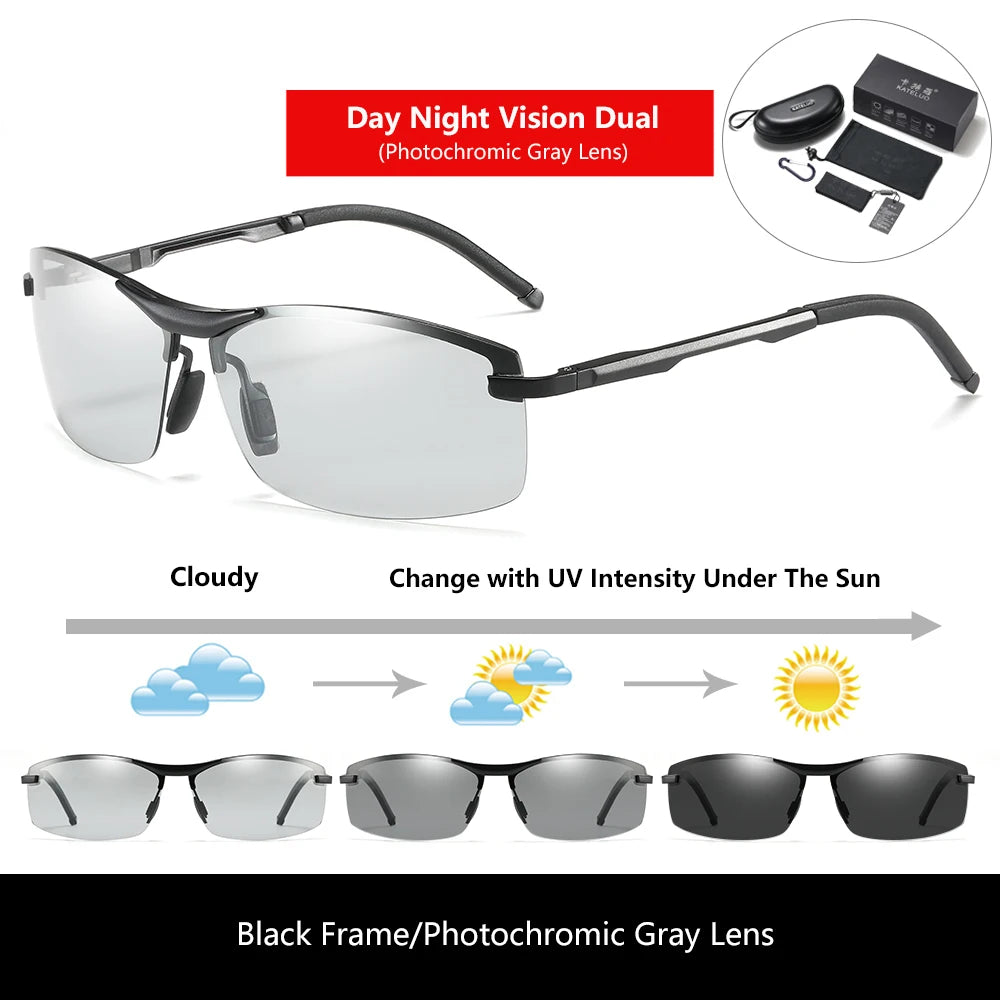 KATELUO Day Night Vision Eyeglasses Men Sunglasses for Driving Polarized UV400 Sports Eyewear Photochromic Male Sun Glasses 557