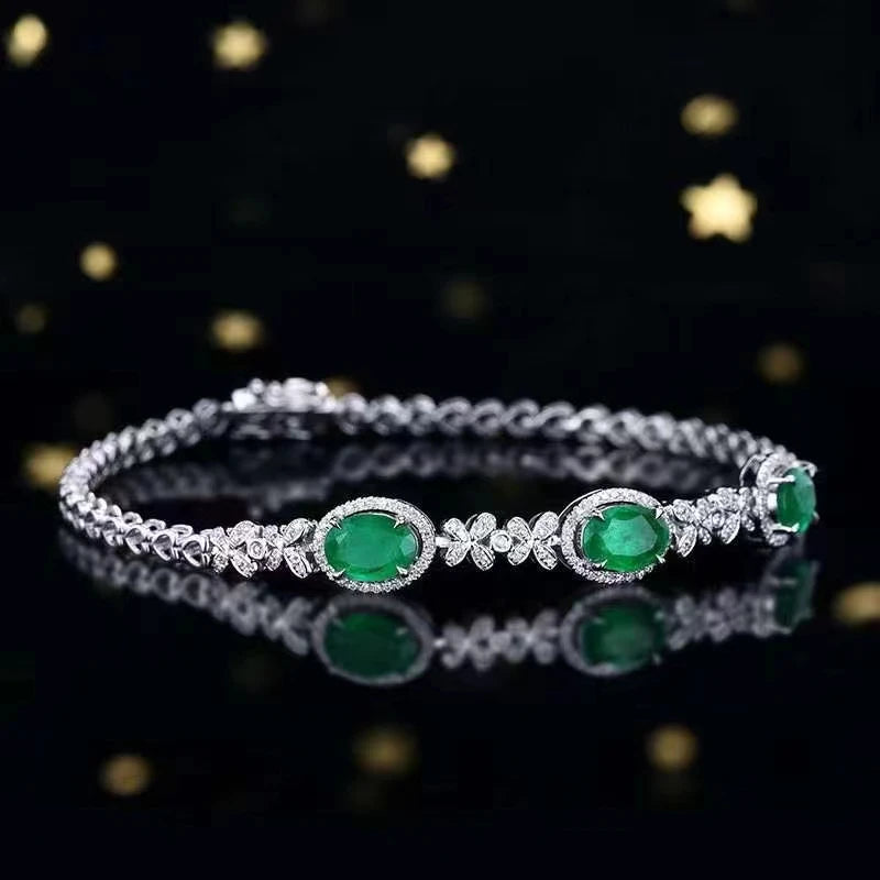 Pulsera de esmeralda natural al por mayor SGARIT, temperamento versátil, pulsera de esmeralda natural de 2.04ct en oro de 18k para mujer