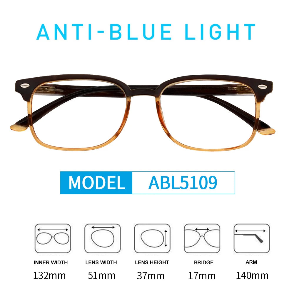 Blue Light Blocking Reading Glasses Men Transparent Computer Eyeglasses Reading Magnifying Eyewear Presbyopic Diopters +1.0 +2.5