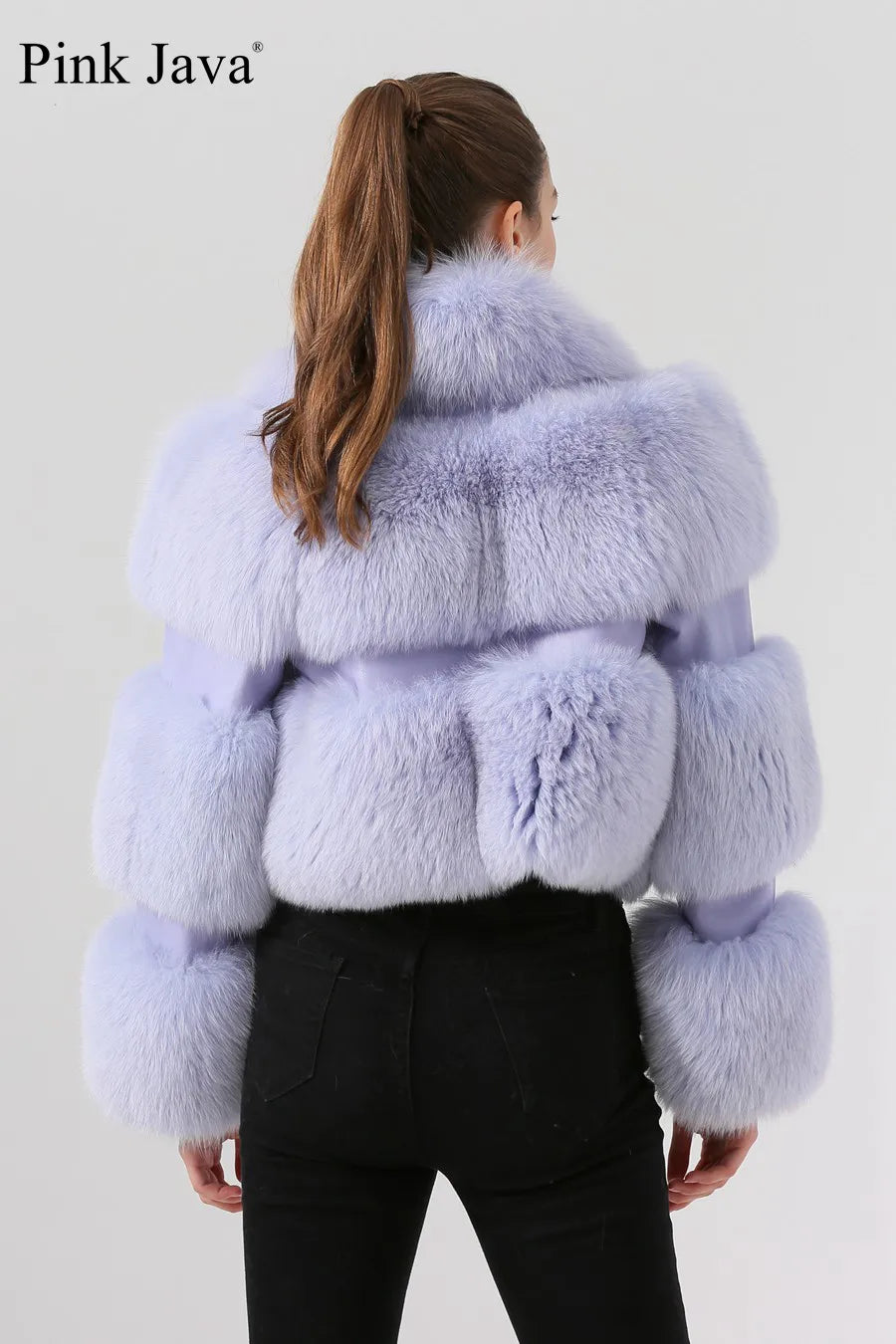 Pink Java QC19020  New Arrival Hot Sale  Real Fox Fur Coat Genuine Fur Jacket Women Coat Winter Thick Fur Real Leather