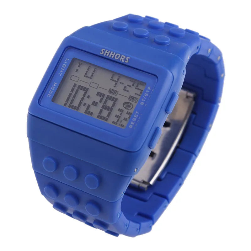Relojes digitales LED modernos para niños, bloques de construcción coloridos, estilo unisex, deportivos, reloj de pulsera para hombre y mujer, regalo para niños