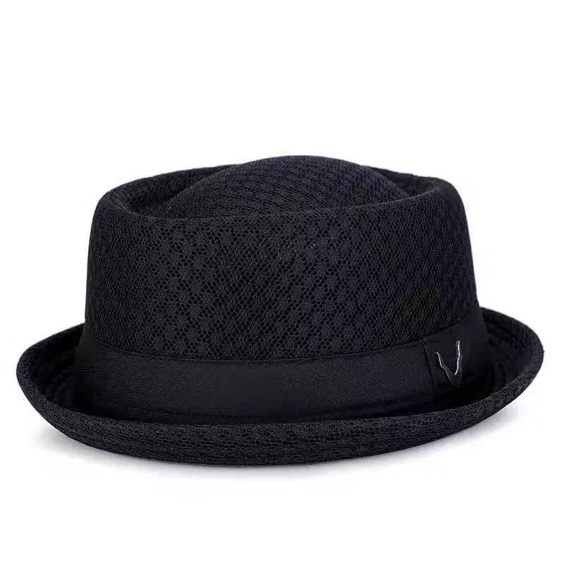 England Jazz Hat Breathable Mesh Flat Hat  Visor Straw Hat Beach Hat Retro Cap Foldable Cap Sun Hat Casual Panama Hat