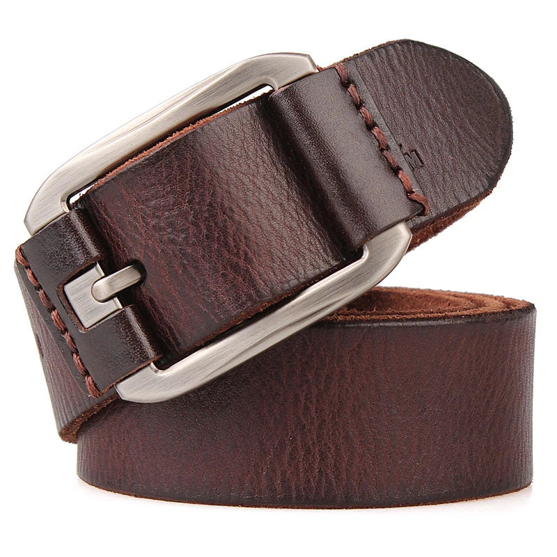 Designer Belt Men Luxury 100% Real Full Grain Thick Cowhide Genuine Leather Vintage 3.8cm Sport Masculine Big Size Soft Belt 150