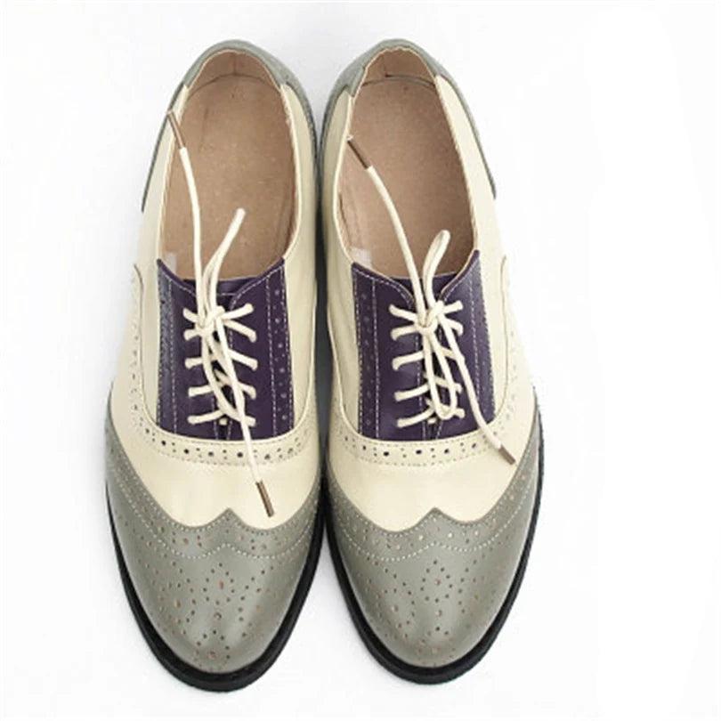 Women's Genuine Natural Leather Oxfords Brogues Elegant Designer Shoes Woman Luxury Comfortable Casual Footwear Loafers