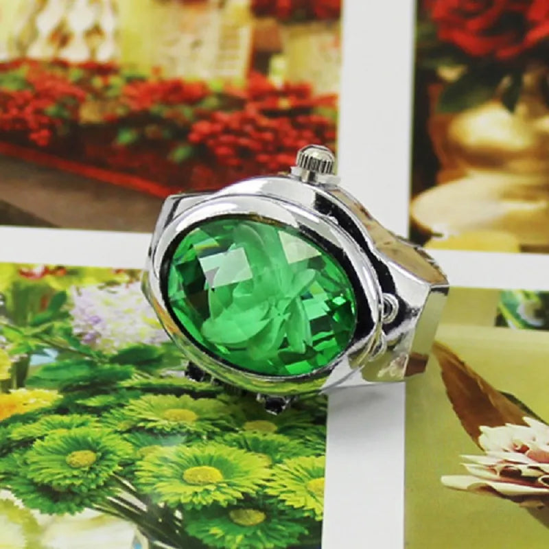 Fashion Women Ring Watch Elliptical Stereo Flower Ladies Clamshell Watches Adjustable Rings Quartz Watches Gifts for Women Ring