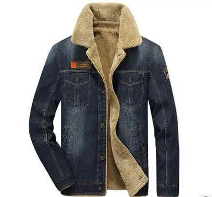M-6xl Men Jacket and Coats Brand Clothing Denim Chaqueta Fashion Mens Jeans Jacket Thick Warm Winter Outwear Male Cowboy YF055