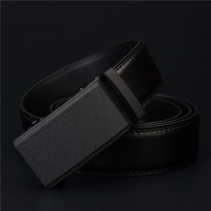COWATHER Men's Belt Automatic Ratchet Buckle With Cow Genuine Leather Belts for Men Luxury Brand Male Strap 110-130cm Length