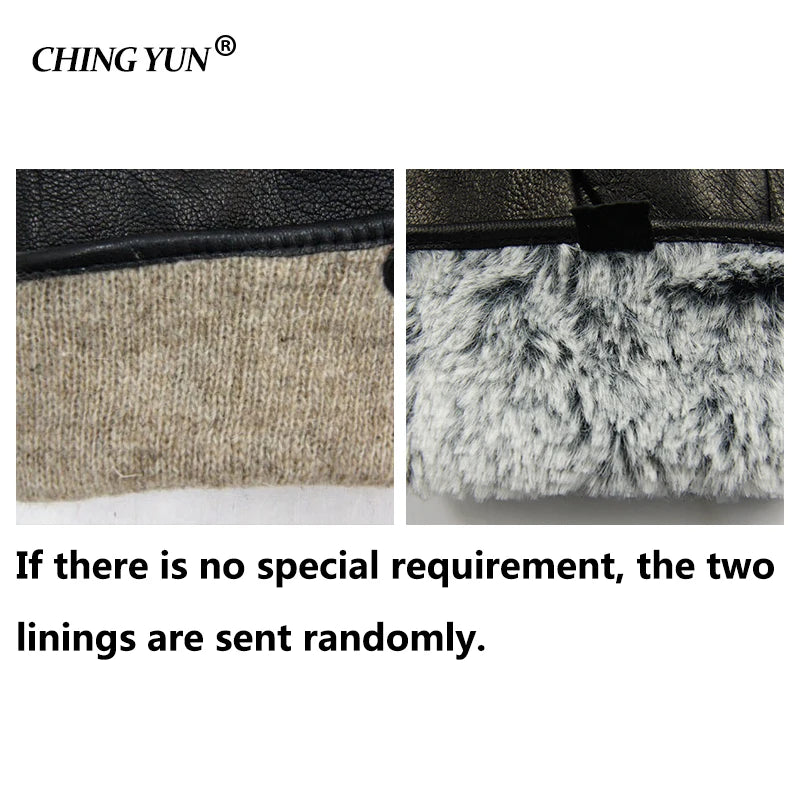 Winter Men Deer Skin Leather Gloves Male Warm Soft Black Sewing Design Men Mittens Imitate Rabbit Hair 70% Wool Lining-07