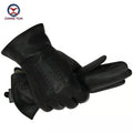 Winter Men Deer Skin Leather Gloves Male Warm Soft Black Sewing Design Men Mittens Imitate Rabbit Hair 70% Wool Lining-07