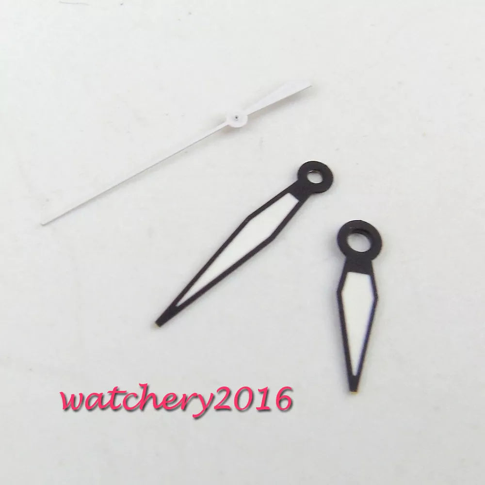 Nuevas agujas de reloj blancas con borde negro y luminiscencia verde para movimientos Mingzhu 2813 3804 y Miyota 8215 8205, piezas y herramientas para relojes de hombre