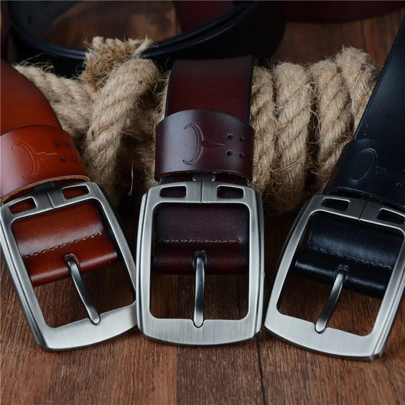 COWATHER Cowhide Genuine Leather Belts for Men Brand Strap Male Pin Buckle Vintage Jeans Belt 100-150 Cm Long Waist 30-52 XF001