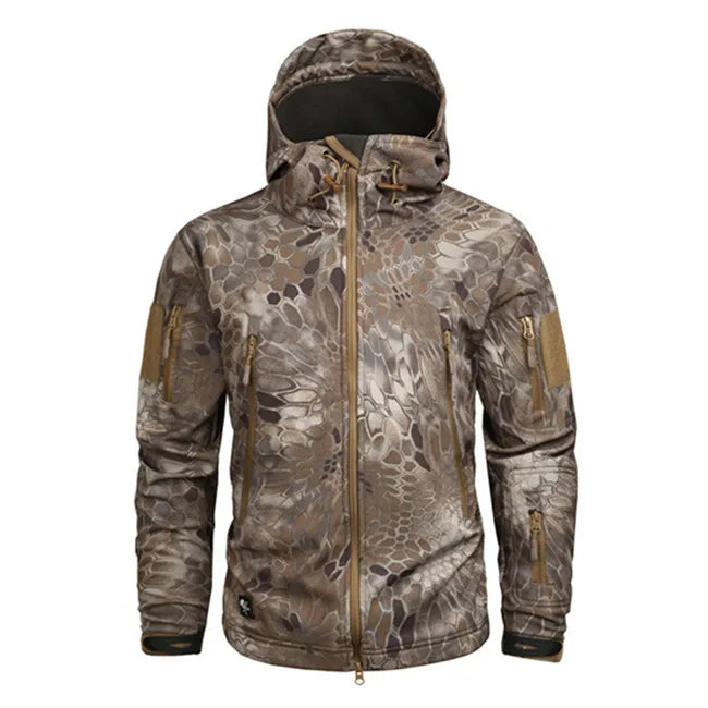 Mege Shark Skin Softshell-jacka för män, vattentät taktisk fleecejacka, vindjacka, 4XL