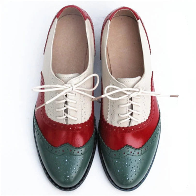 Women's Genuine Natural Leather Oxfords Brogues Elegant Designer Shoes Woman Luxury Comfortable Casual Footwear Loafers