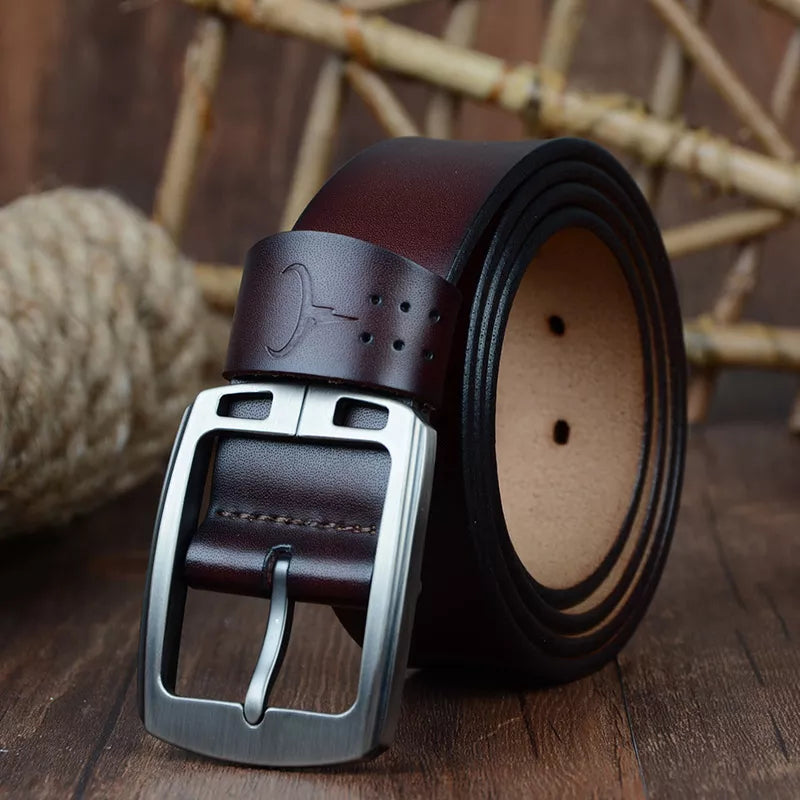 Cinturón de piel de vaca auténtica COWATHER para hombre, correa de marca con hebilla de espiga, estilo vintage para vaqueros, largo de 100-150 cm, cintura de 30-52, XF001