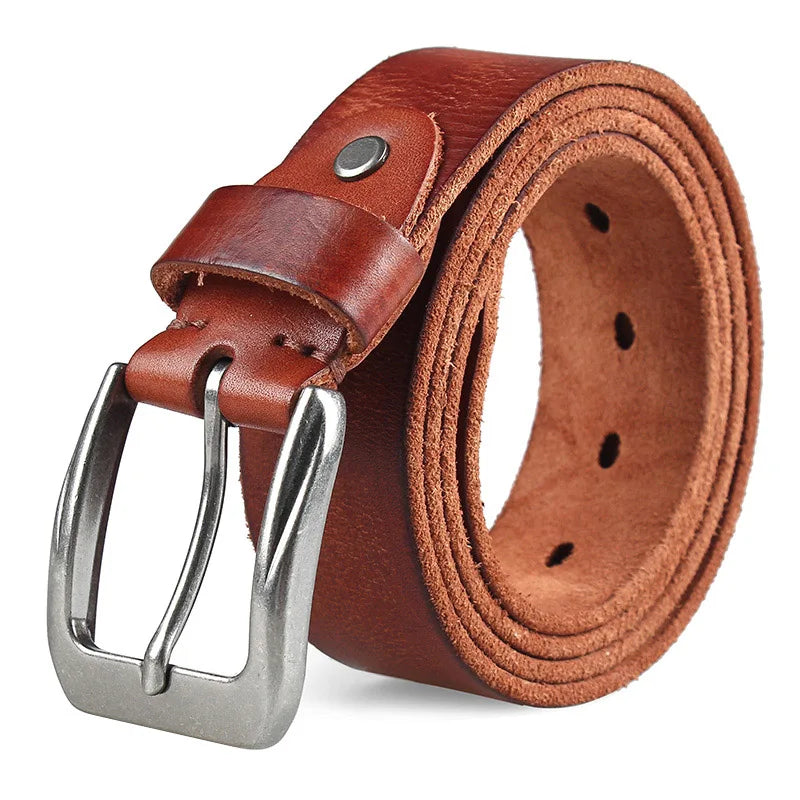 MEDYLA Men Top Layer Leather  Casual High Quality Belt Vintage Design Pin Buckle Genuine Leather Belts for Men Original Cowhide