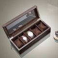 New 5 Slots Wood Watch Organizer With Glass Window Brown Watch Holder for Men Watch Case Storage Box Fashion Watch Showcase