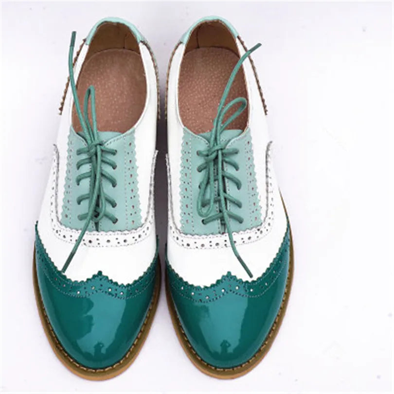 Women's Genuine Natural Leather Oxfords Brogues Elegant Designer Shoes Woman Luxury Comfortable Casual Footwear Loafers