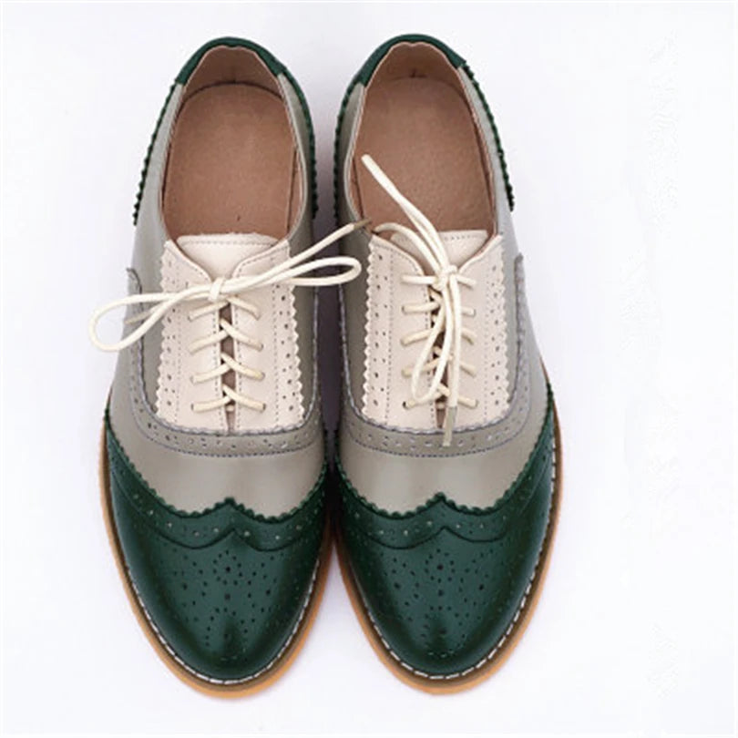 Women's Genuine Natural Leather Oxfords Brogues Elegant Designer Shoes Woman Luxury Comfortable Casual Footwear Loafers