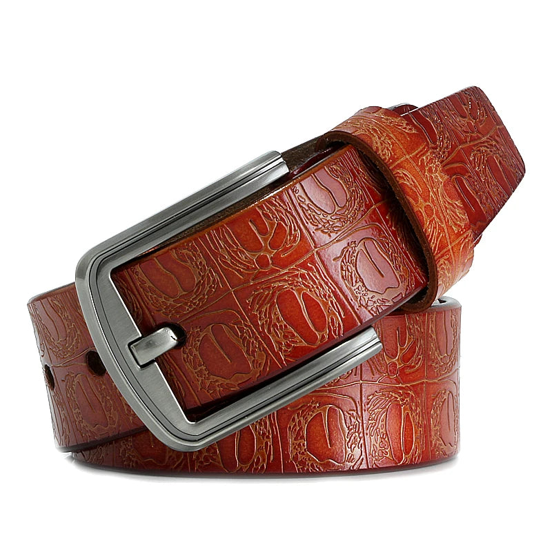 New Product Brand Luxury Design Pin Buckle Genuine Leather Cowhide Belt Jeans Belts for Men Business Cowboy Belts Hot Sale