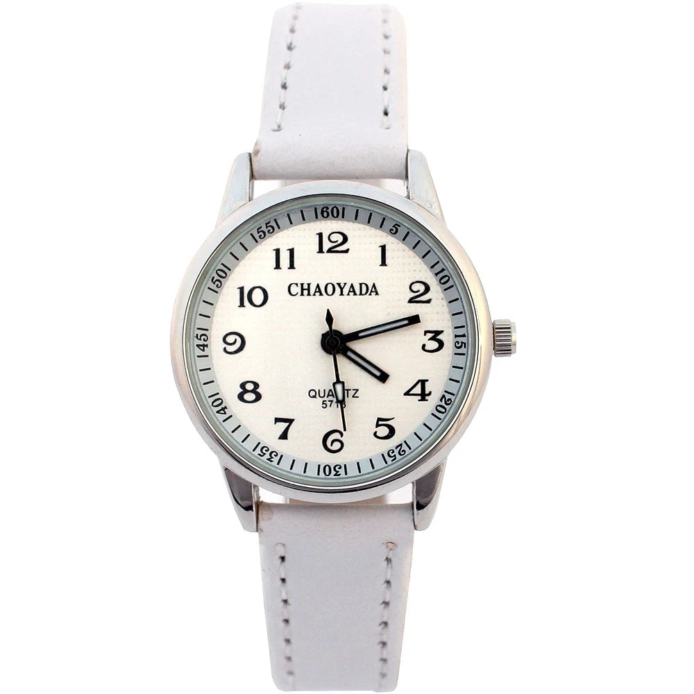 Reloj infantil Chaoyada para niña con correa de piel, reloj de cuarzo para estudiantes, ideal para aprender la hora, regalo casual de moda para niños.