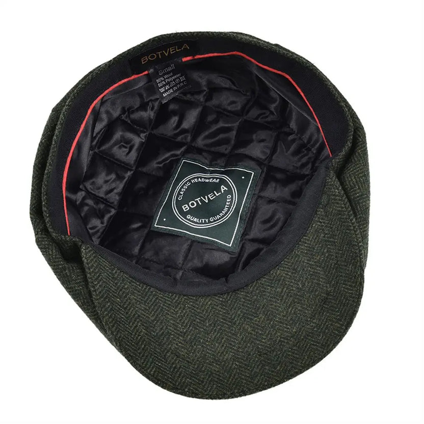 Gorra de estilo boina newsboy BOTVELA de lana tweed con diseño de espiga para hombre y mujer, gorra clásica retro con forro suave, gorra de conductor, negro, marrón, verde 005