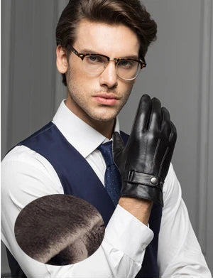 YY8597 Spring/Winter Real Leather Short Gloves for Men Male Thin/Thick Black/Brown Touched Screen Gant Gym Luvas Driving Mittens