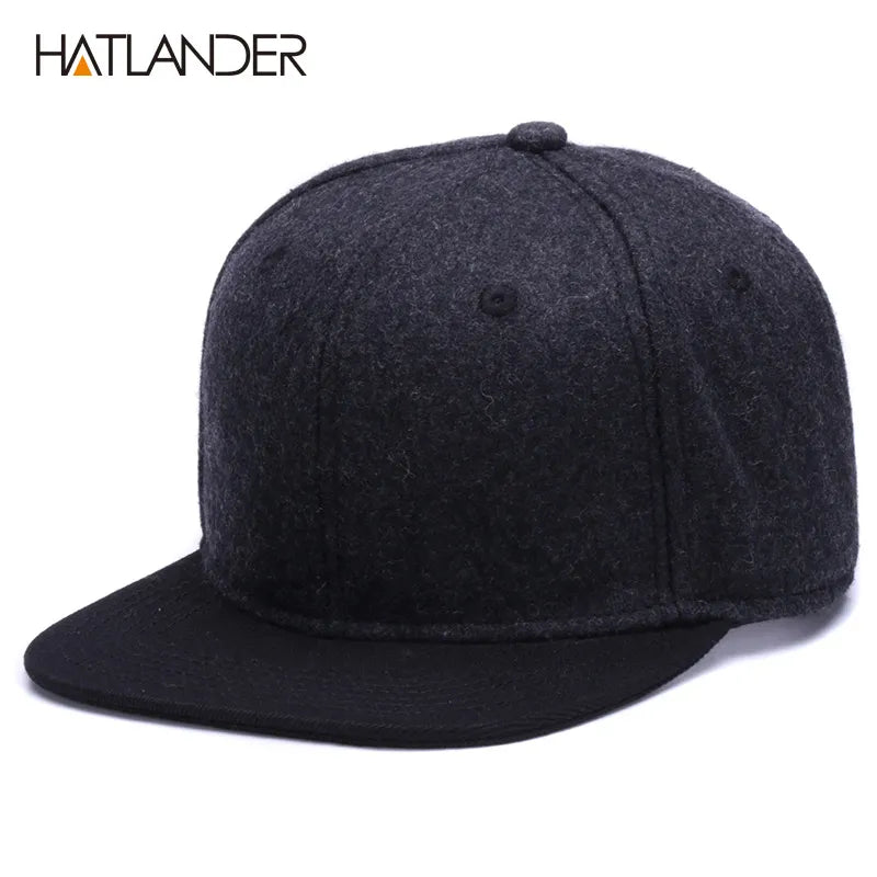 HATLANDER High Quality Wool Snapback Caps Plain Camouflage Baseball Cap and Hat Men Women Winter Hat Flat Brim Blank Hip Hop Cap