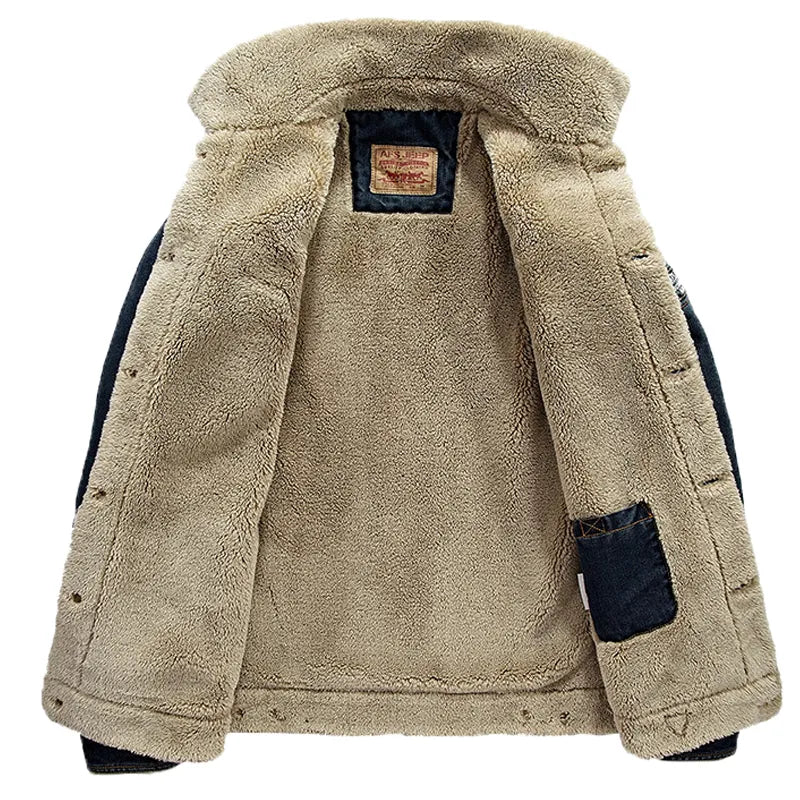 M-6xl Men Jacket and Coats Brand Clothing Denim Chaqueta Fashion Mens Jeans Jacket Thick Warm Winter Outwear Male Cowboy YF055