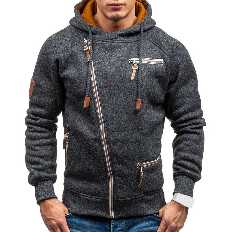 Ny hoodie för män 2025 höst avslappnad enfärgad långärmad herrhoodie sweatshirt smal dragkedja huvtröja sweatshirt herr huvtröja streetwear