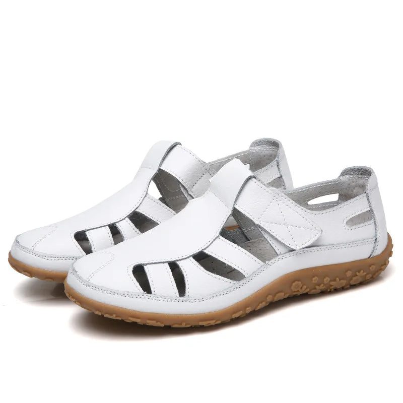 Split Leather Flat Sandals Women Fashion Summer Shoes Anti-Slip Soft Sole Ladies Gladiator Sandal Breathable Sandalias SH031502