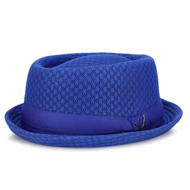 England Jazz Hat Breathable Mesh Flat Hat  Visor Straw Hat Beach Hat Retro Cap Foldable Cap Sun Hat Casual Panama Hat