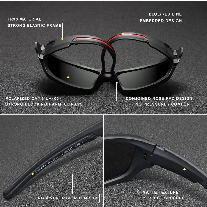 KINGSEVEN Modne polaryzacyjne okulary przeciwsłoneczne UV400 męskie do jazdy na rowerze luksusowa marka designerskie vintage okulary do jazdy gogle przeciwsłoneczne