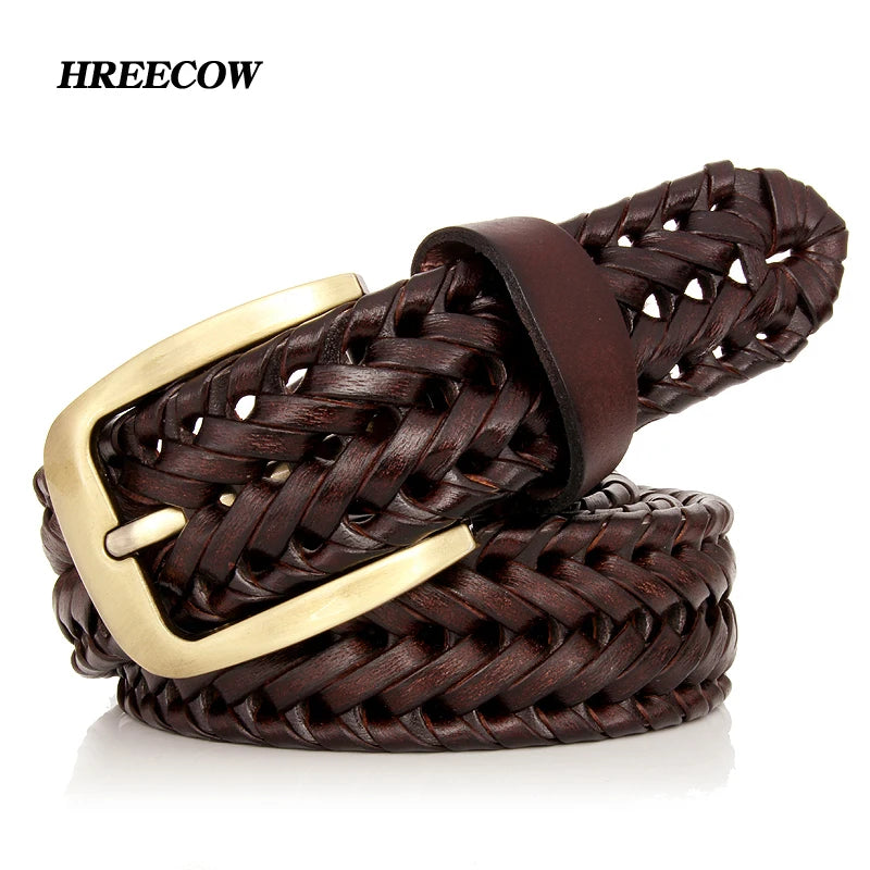 Unisex Men and Women Belt Genuine Leather Female Belt Woven Knitted Quality Belt Male Luxury Strap Belts Cummerbund