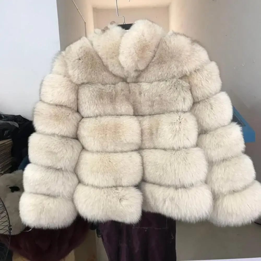 Pink Java QC8139 New Arrival Women Winter Thick Fur Coat Real Fox Fur Jacket High Quality Fox Coat Stand Collar Outfit Luxury