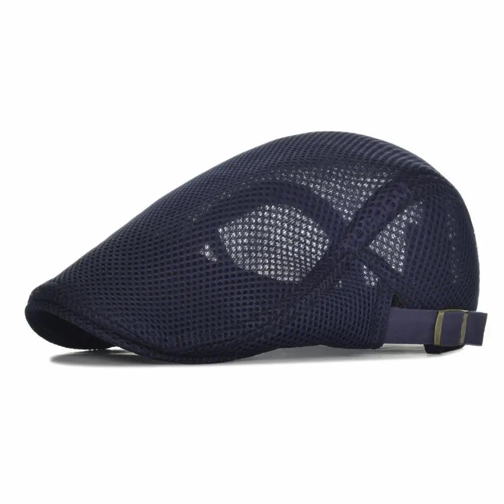 VOBOOM Summer Men Women Casual Beret Hat Ivy Flat Cap Cabbie Newsboy Style Gatsby Hat Adjustable Breathable Boina Mesh Caps 124