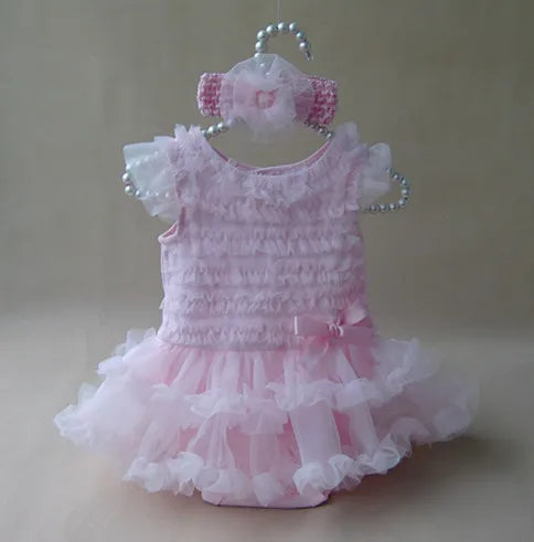 Newborn Baby Girl Dress Summer Girls Baptism Party Dress & Headband Short Sleeves Infant Dresses Girls Clothing