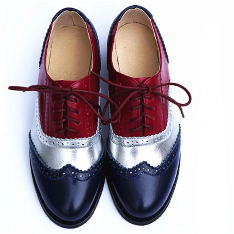 Women's Genuine Natural Leather Oxfords Brogues Elegant Designer Shoes Woman Luxury Comfortable Casual Footwear Loafers