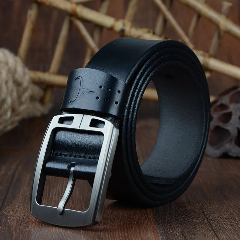 COWATHER Cowhide Genuine Leather Belts for Men Brand Strap Male Pin Buckle Vintage Jeans Belt 100-150 Cm Long Waist 30-52 XF001