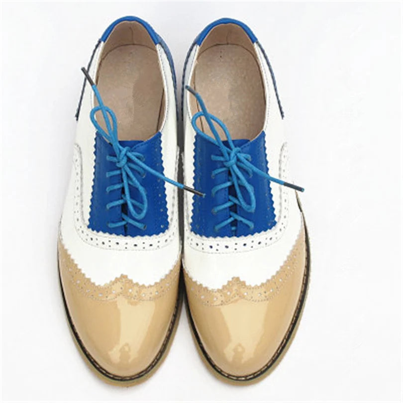 Women's Genuine Natural Leather Oxfords Brogues Elegant Designer Shoes Woman Luxury Comfortable Casual Footwear Loafers