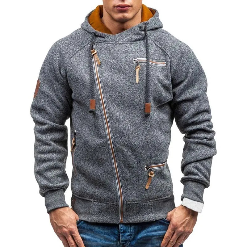 Ny hoodie för män 2025 höst avslappnad enfärgad långärmad herrhoodie sweatshirt smal dragkedja huvtröja sweatshirt herr huvtröja streetwear