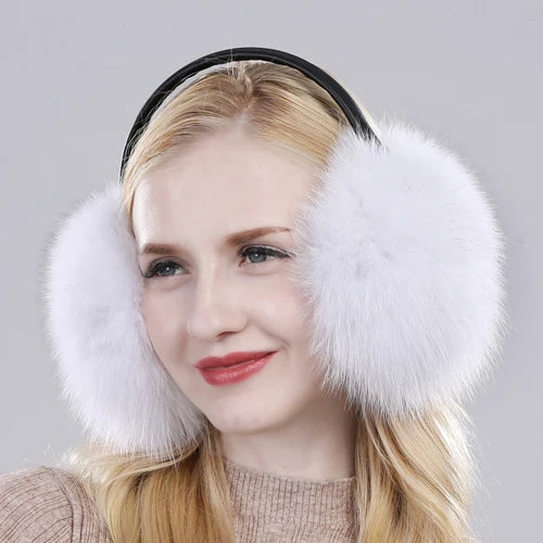 Real Fox Raccoon Fur Hang Ear Cover Warm Winter Earmuffs Headwear Ear Muffs Earmuffs Cold Ear Warmer Ear Protection Headband
