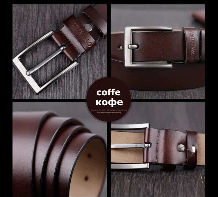 COWATHER Men Belt Cow Genuine Leather Designer Belts for Men High Quality Fashion Vintage Male Strap for Jeans Cow Skin XF002